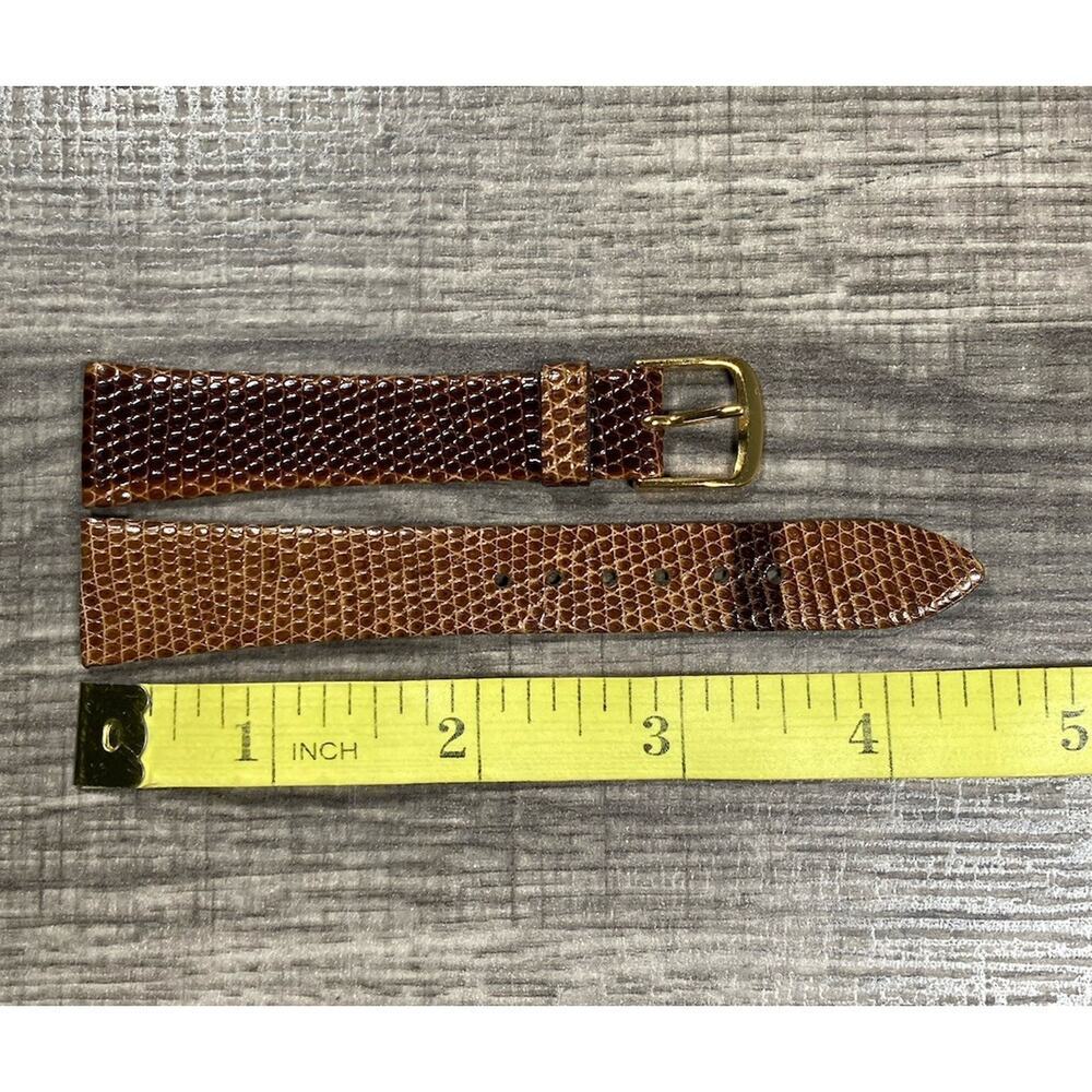 Vtg Speidel Men’s Genuine Lizard Grain Watch Band Brown/Cognac 19mm Germany - Picture 5 of 6